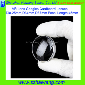 Óptica de 25mm 34mm 37mm Diámetro Google Cartón 3D VR Lente <span class=keywords><strong>Biconvexa</strong></span> lentes de cristales de Acrílico - Product Image 1