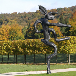 Venda quente tamanho grande estátua de bronze escultura do jardim do coelho metal lebre para parque pátio - Product Image 4