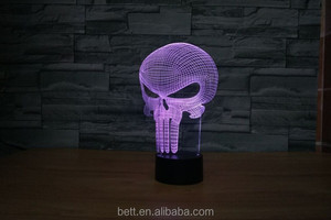 Toque de mordern 3d punisher skull 3d llevó la lámpara de la ilusión óptica - Product Image 3