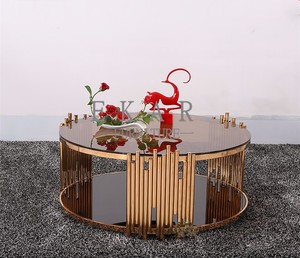 Rosa D'oro <span class=keywords><strong>Da</strong></span> Tavolo In Metallo Gamba <span class=keywords><strong>e</strong></span> <span class=keywords><strong>Vetro</strong></span> Temperato Salotto <span class=keywords><strong>Tavolino</strong></span> - Product Image 2