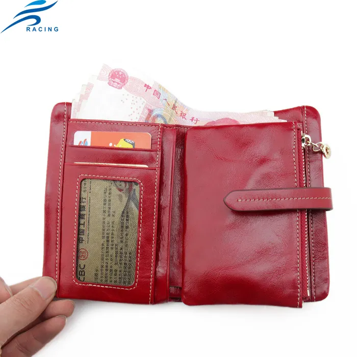 red color fold men genuine leather wallet