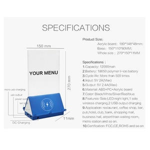 Menu 2024 Power Bank 10000mAh <span class=keywords><strong>Smartphone</strong></span> Mobile alimentatore Menu titolare Powerbank Mobile stazione di ricarica per telefono ristorante Cafe - Product Image 3