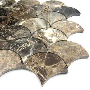 Azulejo de mosaico de mármol pulido en forma de abanico de gran escala <span class=keywords><strong>Emperador</strong></span> oscuro - Product Image 4
