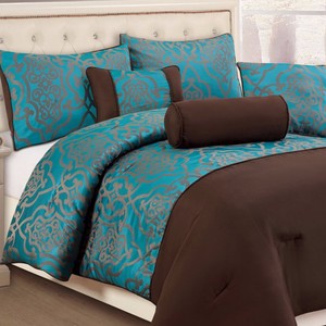 Siêu Vua Kích Thước 100% Polyester <span class=keywords><strong>Comforter</strong></span> Thiết Lập Phong Cách Cổ Điển Dệt Bộ Đồ Giường 7 Mảnh Thiết Lập - Product Image 5