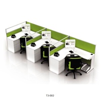 Station de travail triangulaire en bois de mélamine, 3 places, table d'ordinateur, bureau modulaire, 120 degrés