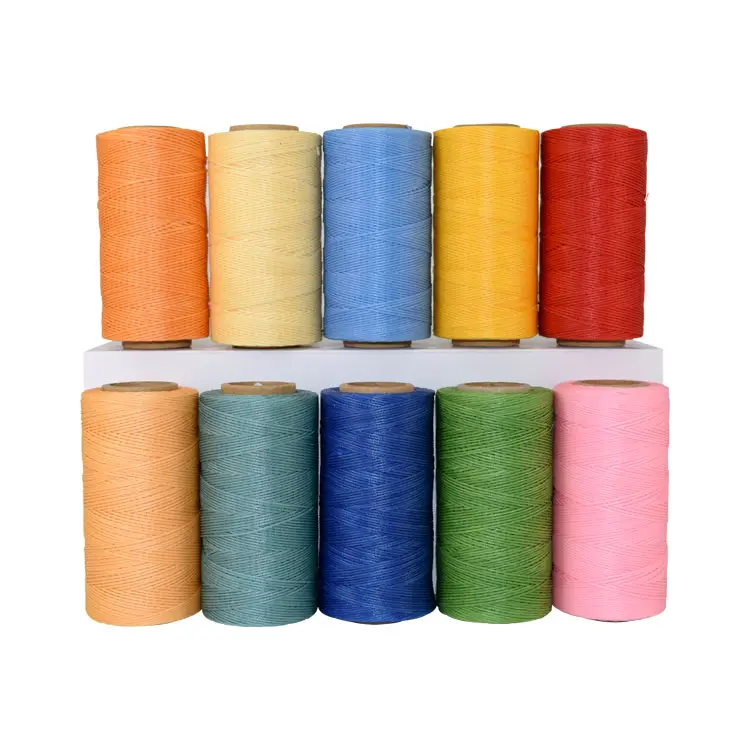 First group 200M/Roll 1mm 100% polyester 210D braided flat sewing waxed leather thread for shoes