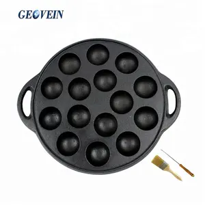Cast Iron Baking Mold Pan 15 Holes Cooking Fish Ball Plate