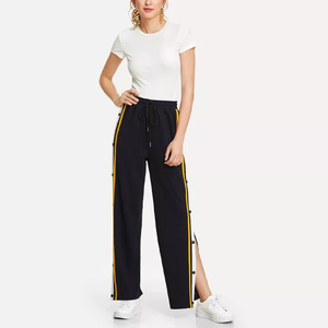 <span class=keywords><strong>Pantaloni</strong></span> a Gamba Larga con <span class=keywords><strong>Bottoni</strong></span> a Pressione e Strisce <span class=keywords><strong>Laterali</strong></span>, <span class=keywords><strong>Pantaloni</strong></span> Larghi da Donna con Coulisse in Vita - Product Image 4