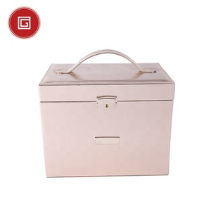 Professional Luxury Leather Mirror Vanity Cosmetic <strong>Makeup</strong> <strong>Box</strong> - Product Image 2