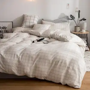 Biancheria Da Letto in cotone Set di Lino Duvet Della Copertura con Federe Bambini Poliestere Tessuto Tinta Unita Solido Stampato Grado a 3 Pcs 1.2m (4 piedi)