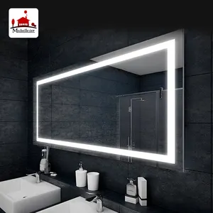 Hotel levou espelhos de parede de banho frameless espelhos do banheiro iluminado espelho de vidro com IP44 classificação à prova d' água