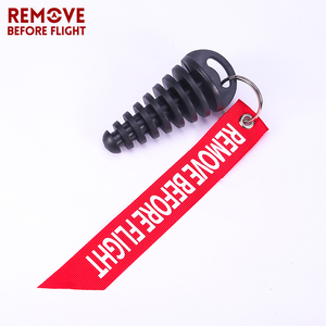 Loại Bỏ Trước Khi Bay Móc Chìa Khóa Cho CR Đen Cao Su Muffler Xả Silencer Xe Máy Rửa Cắm <span class=keywords><strong>Red</strong></span> Streamer Keychain <span class=keywords><strong>Tag</strong></span> - Product Image 2