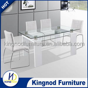 <strong>White</strong> and Black MDF High <strong>Gloss</strong> Tempered Glass <strong>Dinning</strong> <strong>Table</strong> - Product Image 2