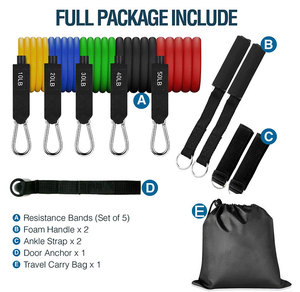 Tubo de Tonificación Resistente al Látex de 500 lb, Juego de 11 Bandas Elásticas de Resistencia de Látex para Ejercicio Físico con Bolsa de Transporte - Product Image 4