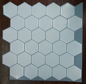 白色六角形果皮和棍子瓷砖乙烯基壁纸