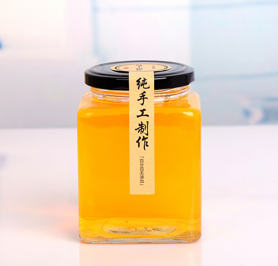 Clear empty food storage glass jar polygon glass jar with screw lid square glass food jar