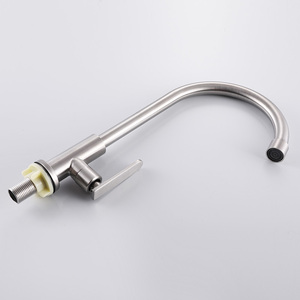 Pièces de robinet de tuyau d'eau froide unique en acier inoxydable <span class=keywords><strong>brosse</strong></span> Nickel évier de cuisine <span class=keywords><strong>pont</strong></span> lavage installation de robinet de cuisine - Product Image 2