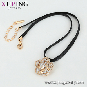 44472 و xuping الأزياء 18k مطلية بالذهب أحدث تصميم أعلى بيع جميلة زهرة جلدية المختنق قلادة للفتيات - Product Image 6