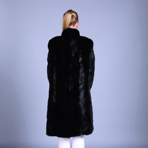 Cappotto Lungo Invernale da <span class=keywords><strong>Donna</strong></span> in Vera Pelliccia di Visone <span class=keywords><strong>Nero</strong></span> Personalizzato - Product Image 6