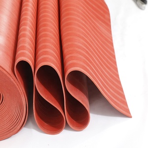 Electric Insulating Mats with Stripe Face Rubber Red 12mm 35kv