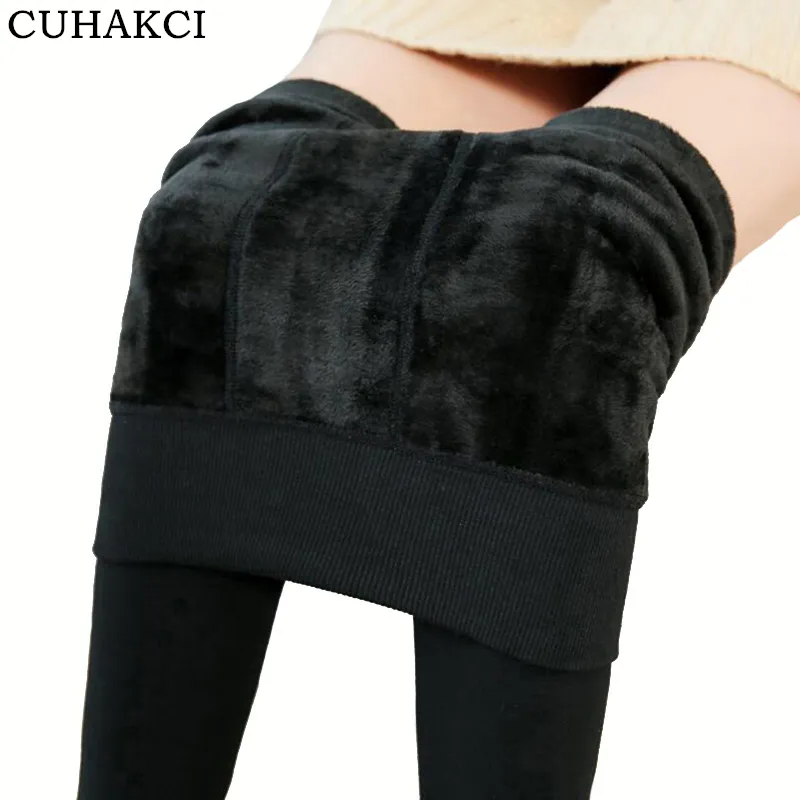 CUHAKCI Hot New High Quality Women Winter Warm Leggings Plus Velvet Inside Iined Elastic Thermal Slim Leggings