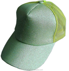 Moda <span class=keywords><strong>multi</strong></span> colori 5 pannelli disordinato panino alto regolabile glitter coda di cavallo camionista bling mesh cap - Product Image 3