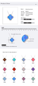 Lab créé opale pierre collier / synthétique trèfle opale collier <span class=keywords><strong>pendentif</strong></span> / trèfle opale cabochon <span class=keywords><strong>pendentif</strong></span> en argent collier - Product Image 2