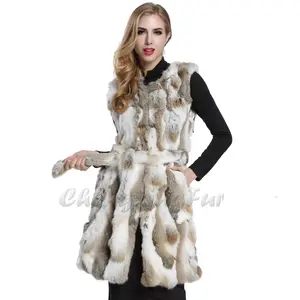 CX-G-B-40 Natural Color High Quality Patchwork Real Rabbit Fur Women Vest