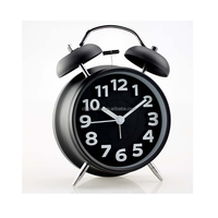 Wekker 4 inch Twin Bell Vintage Stil, niet-tikkende quartz, werkt op batterijen, extra luid met achtergrondverlichting voor zware slapers aan het bed