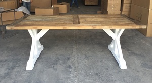 Rettangolo <span class=keywords><strong>di</strong></span> nozze bianco della fattoria tavolo da pranzo in <span class=keywords><strong>legno</strong></span> personalizzato per banchetti in <span class=keywords><strong>legno</strong></span> massello per eventi noleggio <span class=keywords><strong>di</strong></span> nozze - Product Image 4