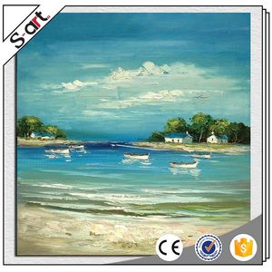 Cuadro en lienzo para decoración de pared, arte pintado a mano, mar azul, <span class=keywords><strong>playa</strong></span>, <span class=keywords><strong>paisaje</strong></span> costero, cuadro artístico, cuadros decorativos para hotel, decoración del hogar - Product Image 2