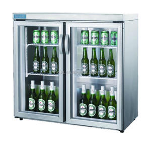 2 doors counter top beverage freezer beer display fridge refrigerator stainless steel bar cooler