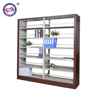 Library school steel bookshelf KD structure detachable book shelf factory price modern metal book shelf with wood