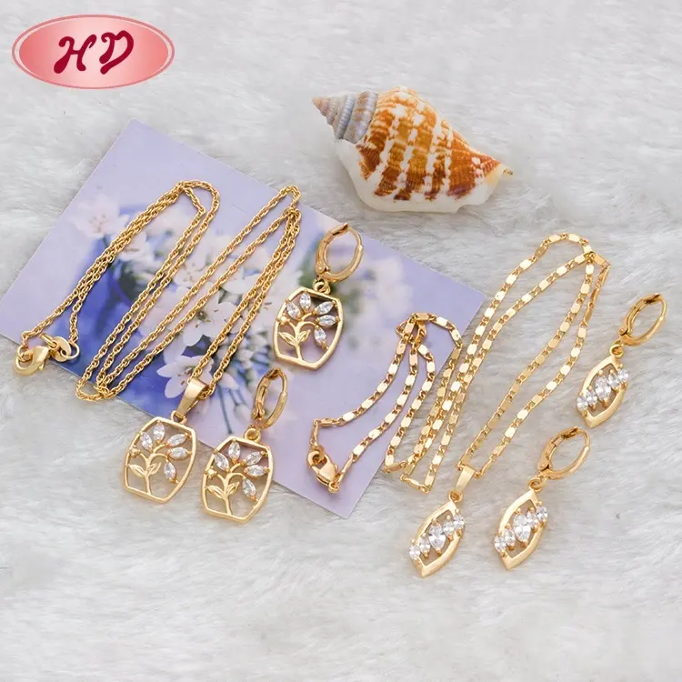 Guangzhou Artificial Jewelry Cheap Price Indian Bridal 18K Gold Plated Jewelry Sets