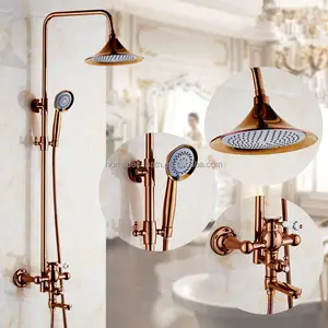 china Brass Bathroom rose gold exposed rain shower set