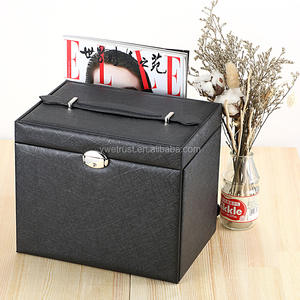 Caja de joyería grande de cuero Pu blanco y negro, embalaje azul, juegos de viaje de joyería grande, caja organizadora, cajón de almacenamiento - Product Image 4