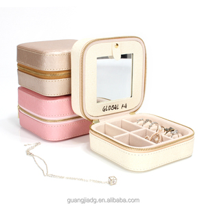 Wholesale small Hanging travel Jewelry storage with zipper and mini mirror jewellery organizer case