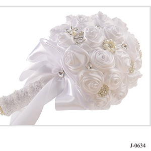 Bouquet rose pour demoiselles d'honneur avec rubans doux perlés, roses artificielles, bouquet de mariée, mariage, fête, photo, véritable amour, cadeau pour la mariée - Product Image 3
