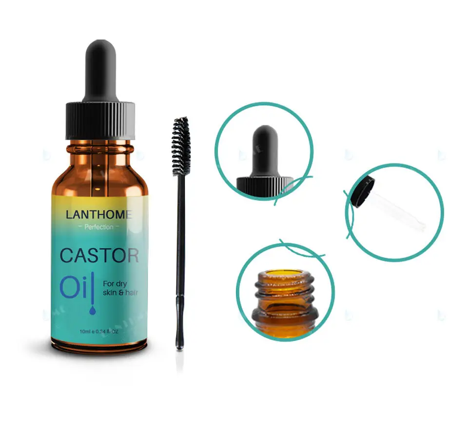 LAN THOME 100% reine natürliche Haarpflege Castro Oil Augenbrauen Wimpern verlängerung Rizinusöl 10ml