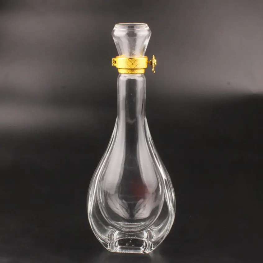 Suporte flint garrafa de uísque de vidro vazia, frasco de vidro transparente para venda 500ml