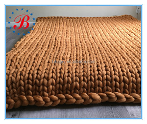 66S Siêu Chunky 100% Úc Merino Len Chăn Lưu động Tay Đan Chăn Với 100 Màu Sắc Trong Kho 150x200cm - Product Image 4