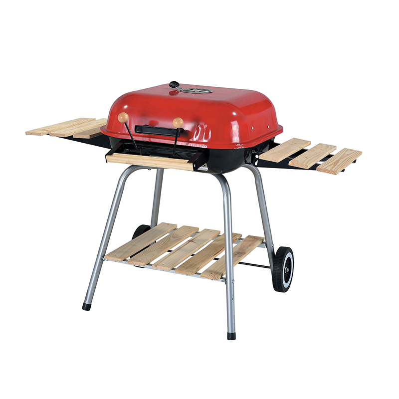 SEJR 18 pouces Rouge Barbecue Portable avec Table D'appoint En Bois de Charbon De Bois Barbecue 95.8X55.5X64.5 cm