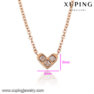 Collar-00216-venta al por mayor, joyería de moda, collar de corazón de diseño simple de diamantes de acero de color oro rosa - Product Image 4