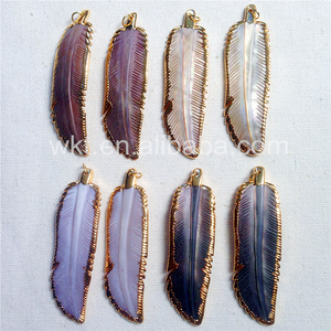 WT-P763 Grosir Liontin Bulu Kerang Laut Alami 18K Liontin Bulu Kerang Ukir Lapis Emas Asli - Product Image 6