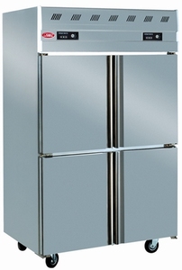 Réfrigérateur congélateur professionnel hermétique en acier inoxydable, à quatre portes, noir, robuste, pour le stockage au chaud - Product Image 4