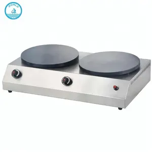 double pan gas and electric type crepes machine / pancake making machine on sale