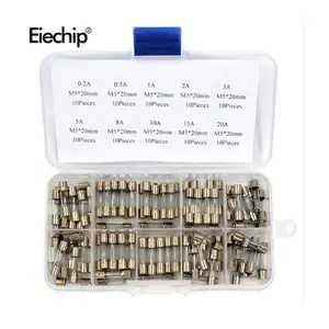 100 Pçs/lote 5*20mm Elétrica Amp Fast-fusível De Vidro Fusível Assorted Mix Set Com Caixa 0.2A 0.5A 1A 2A 3A 5A 8A 10A 15A 20A