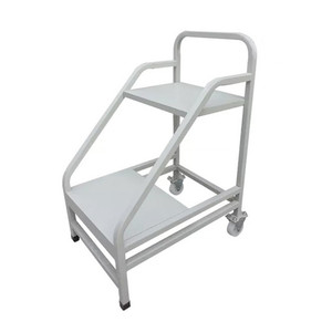 Meubles de bibliothèque commerciaux, échelle mobile à 3 marches en acier blanc - Product Image 2