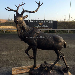 현대적인 디자인의 금속 공예품 정원 황동 대형 순록 조각상, 도시 가정 공원 장식용 - Product Image 3