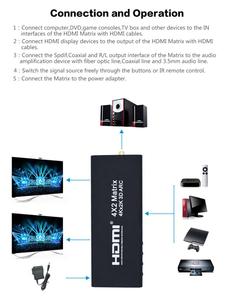 4 dans 2 Out <span class=keywords><strong>HDMI</strong></span> Matrice Avec Optique Coaxial RL Audio Extracteur IR À Distance 1.4 v <span class=keywords><strong>HDMI</strong></span> Switcher <span class=keywords><strong>Splitter</strong></span> <span class=keywords><strong>ARC</strong></span> 4 k x 2 k Pour - Product Image 4